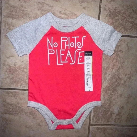Unbranded Other - Okie Dokie! Baby Boy, Bodysuit (3M)Red & Grey, “No Photos Please”